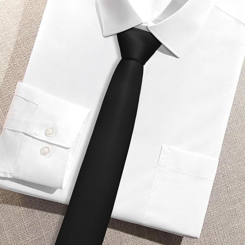Junmaxroad Store Boys Black Tie Satin Solid Color Necktie for Teen Wedding School Graduation with Gift Box - Image 2